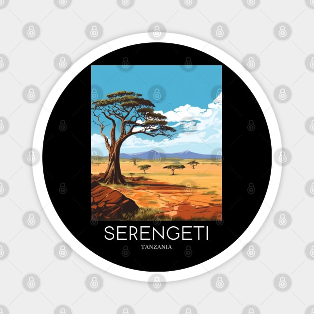 A Pop Art Travel Print of the Serengeti National Park - Tanzania Magnet by Studio Red Koala